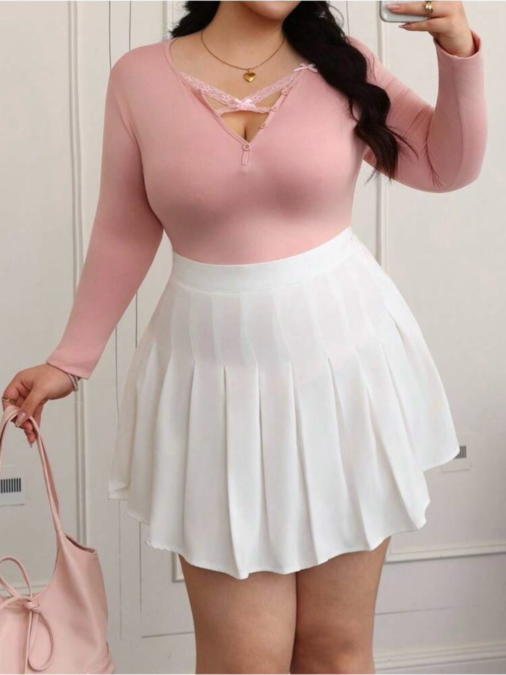 SHEIN White Pleated Mini Skirt